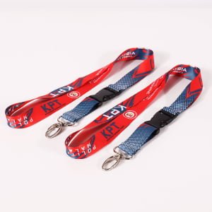 Custom logo heat transfer lanyard, vivid detailed printing on polyester with quick release buckle connector
