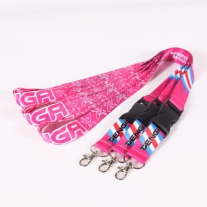 Bulk printed lanyards with plastic buckle clip, detachable section for easy scanning and access control use