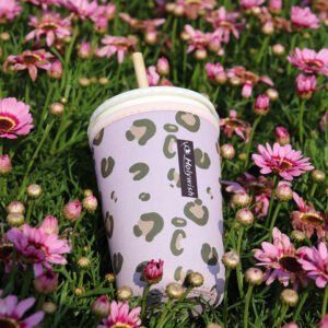 Full color heat transfer printed neoprene coffee sleeve, durable seams and premium quality for café promotions