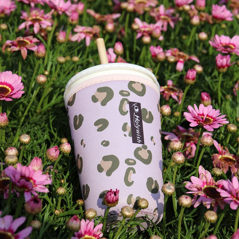 Full color heat transfer printed neoprene coffee sleeve, durable seams and premium quality for café promotions