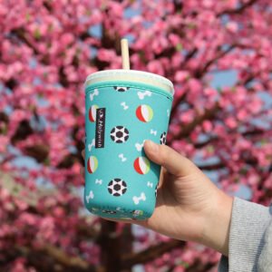 Full color heat transfer printed neoprene coffee sleeve, durable seams and premium quality for café promotions