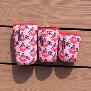 Neoprene cup sleeve for takeaway drinks, heat transfer logo printing with vivid colors and clean stitching