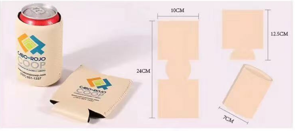 foldable neoprene can cooler | heat transfer logo | custom koozie