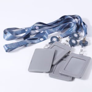 Polyester lanyard heat transfer printed with PU ID holder and retractable reel for office staff