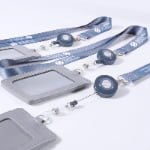 Retractable badge holder set with polyester heat transfer lanyard, PU card holder and badge