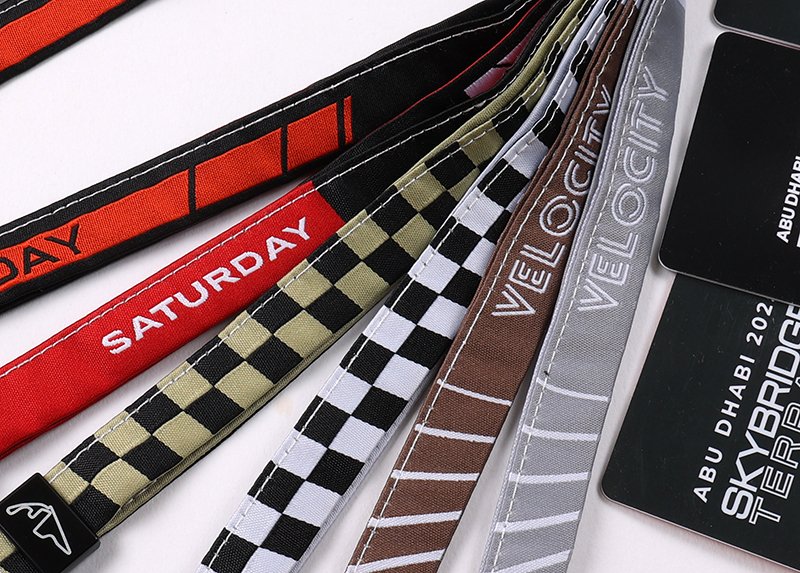 15mm double-layer embroidered event lanyard with stitched webbing construction