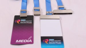 Custom PVC event badge sizes 54x95mm and 54x125mm with 0.76mm and 1mm thickness