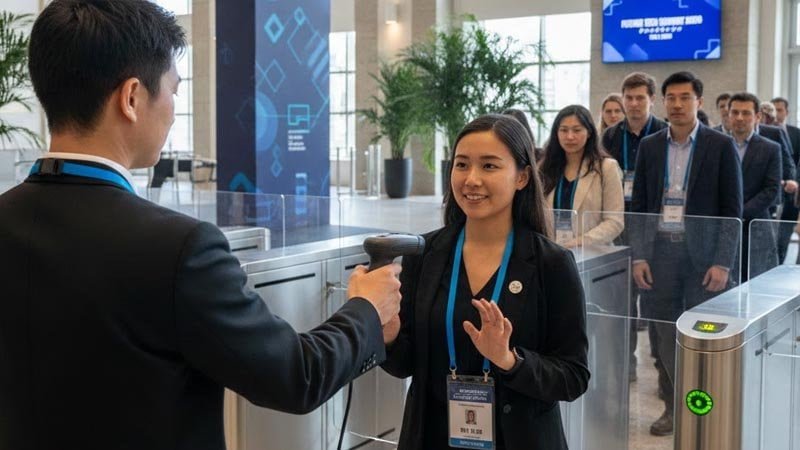 Conference access control with custom lanyards and badges for attendee identification