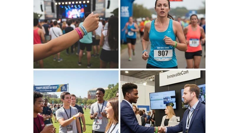 B2B silicone wristband use cases for branding, fundraising, event access control, and retail merchandise.