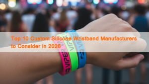 People wearing custom silicone wristbands at an event