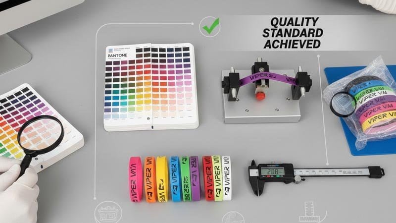 Quality checklist for custom silicone wristbands: color matching, logo clarity, and durability testing