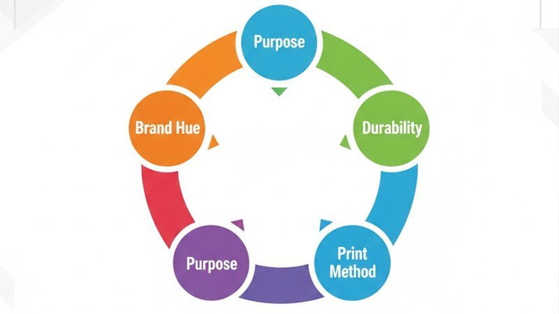 5-step custom lanyard color selection process from brand color to contrast printing method and durability testing