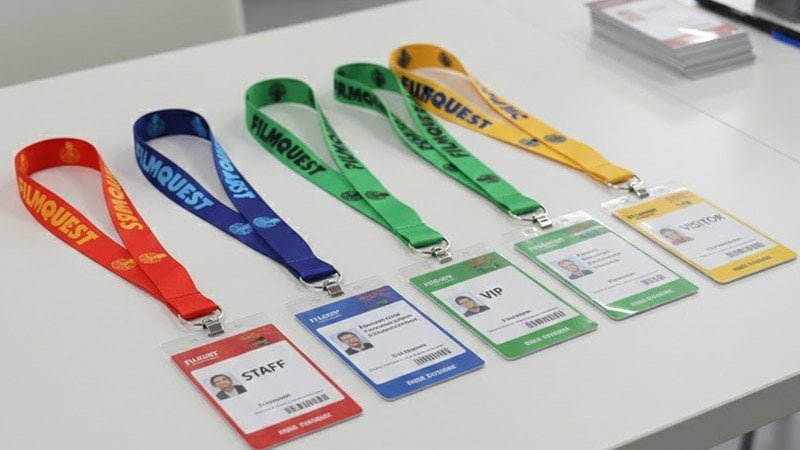 Event lanyard color strategies showing access coding for staff speaker VIP and visitor with high-contrast custom lanyards