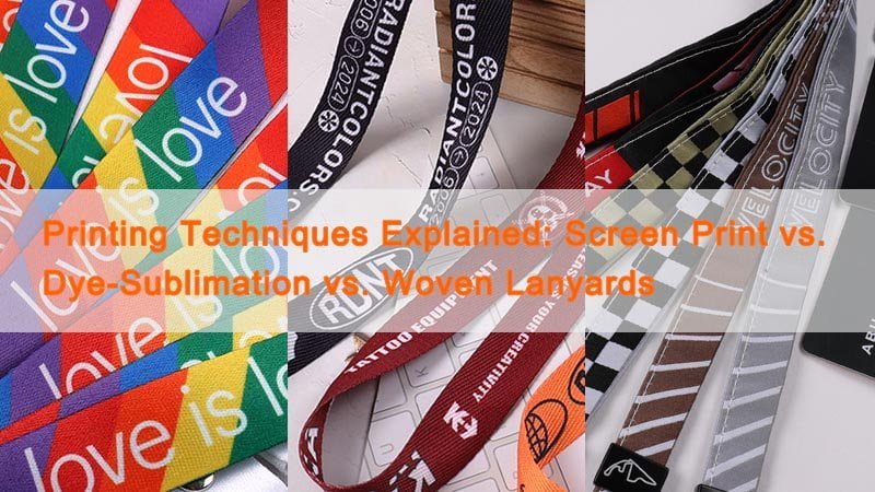 Cover image comparing screen printed, dye-sublimated, and woven lanyards side by side
