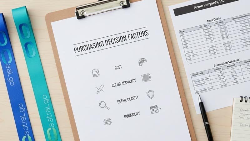 Key decision factors for choosing lanyard printing: cost, colors, detail, durability, and lead time