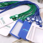 Custom silicone lanyard set with color matched plastic ID card holder and logo