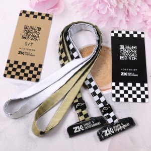 Large scale event badge lanyards with woven logo and variable data QR code cards, MOQ 100pcs