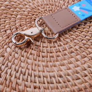 Custom fashion short straps with heat transfer logo and PU leather connector with hook