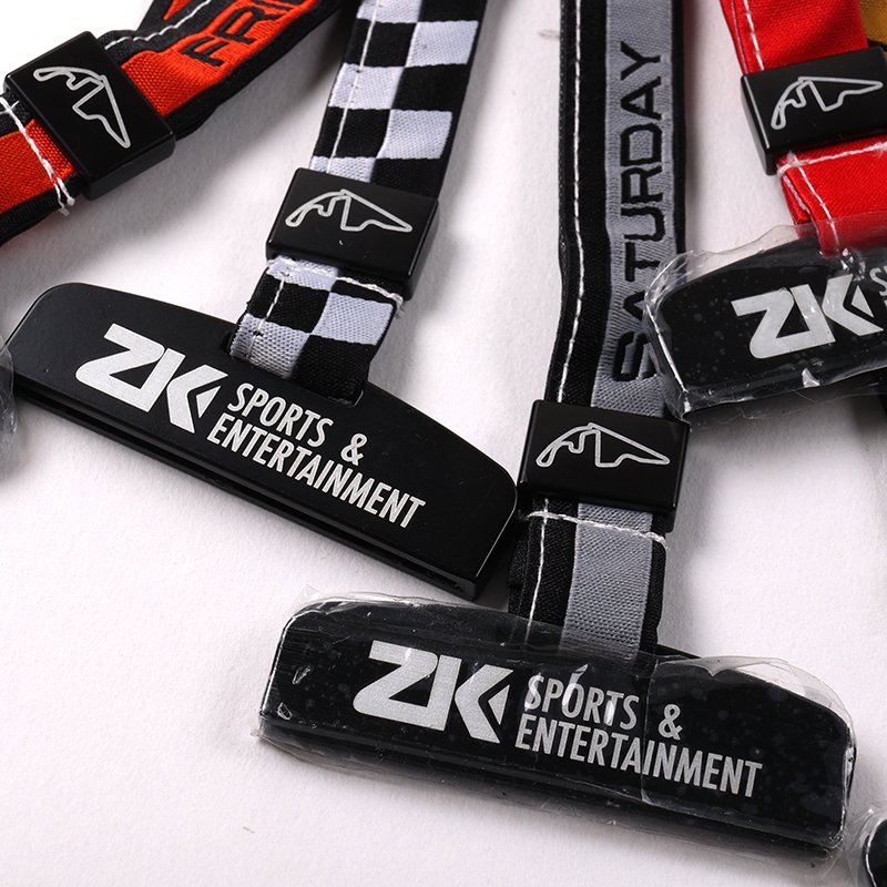 Custom zinc alloy metal sliders for embroidered event lanyards and PVC badges