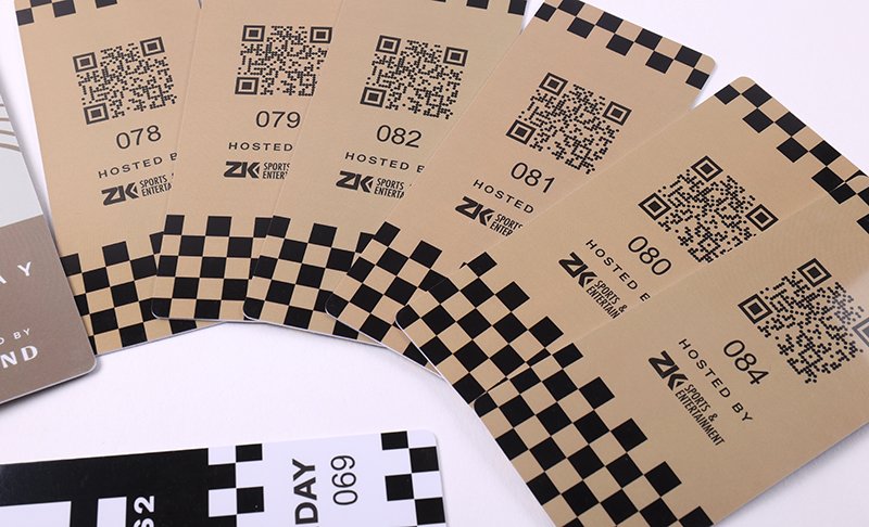 Custom PVC event badges with QR codes serial numbers barcodes and variable data