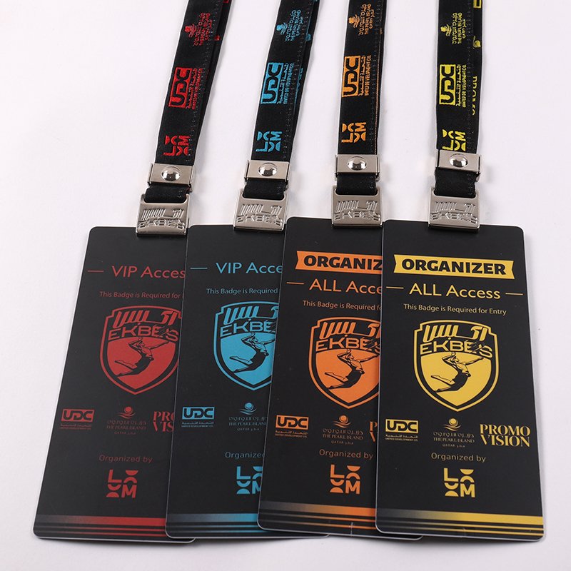 VIP organizer and access control lanyards with custom PVC event badges