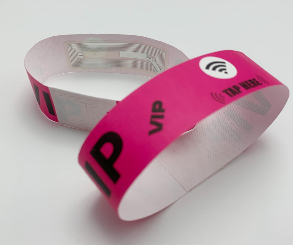 RFID Tyvek wristband with integrated chip option