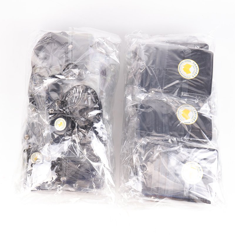 black pu leather id badge holder with clear window and retractable reel