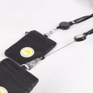 id card holder with zipper compartment for cash coins and small items