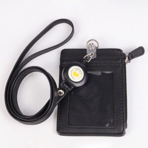 custom pu leather card holder with zipper pocket and multiple card slots