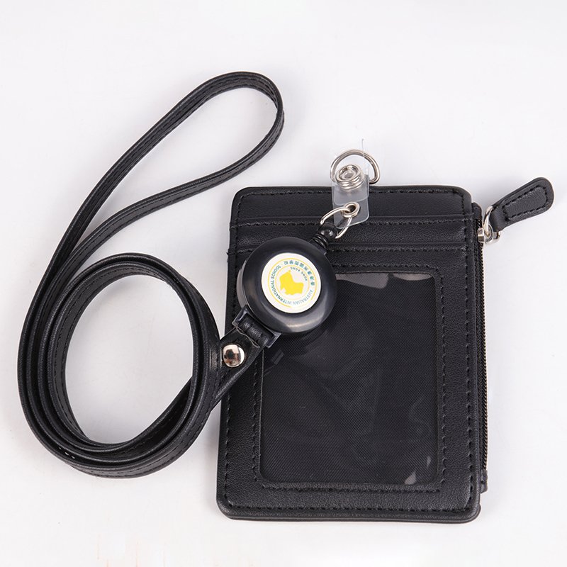 custom pu leather card holder with zipper pocket and multiple card slots