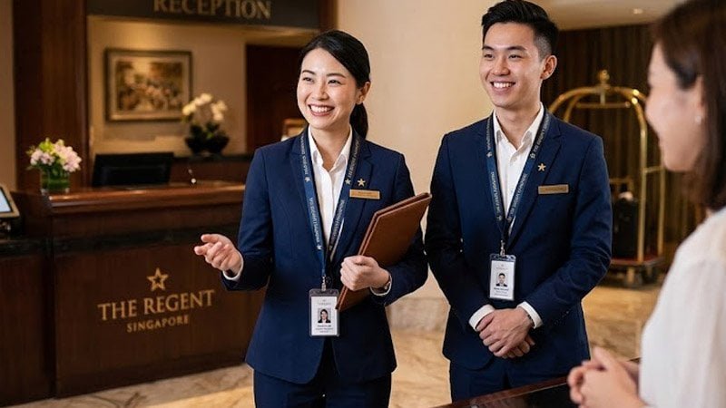 Professional staff appearance enhanced by matching branded lanyards and badge holders