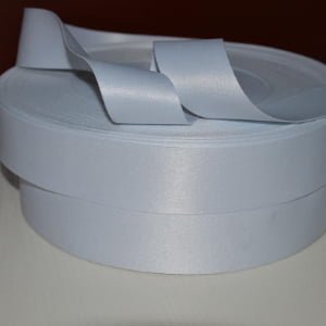 Custom printed white satin ribbon with logo for branded packaging