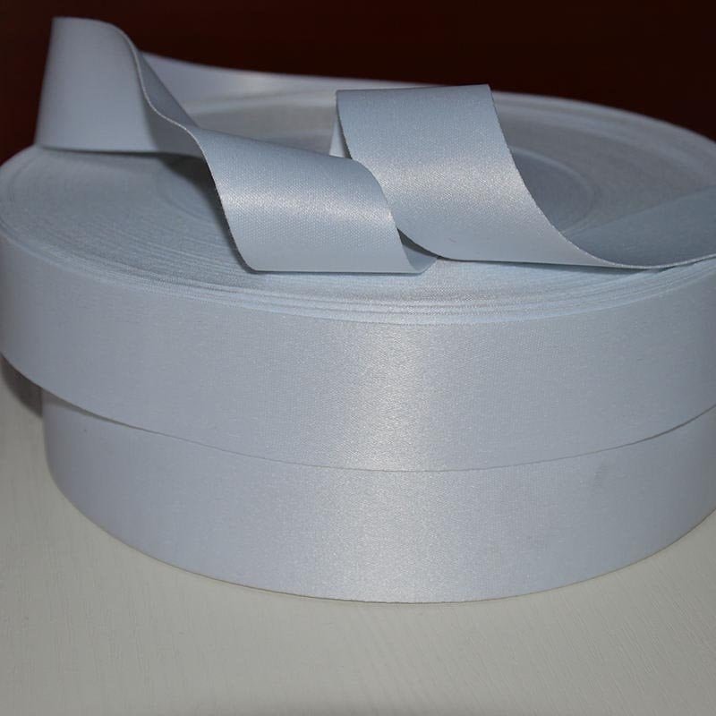 Custom printed white satin ribbon with logo for branded packaging