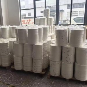 Custom white satin ribbon with silk screen logo printing for packaging