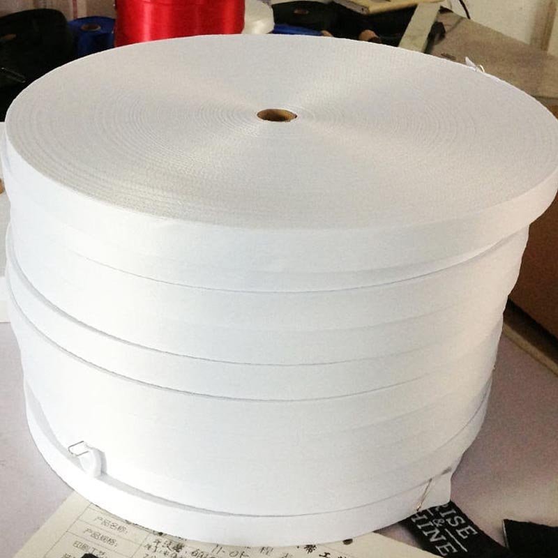 White satin ribbon roll available in multiple widths for packaging and gift wrapping