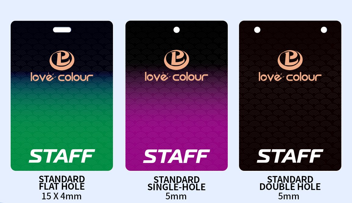 PVC ID cards with slot hole, round hole and no-hole options for lanyards