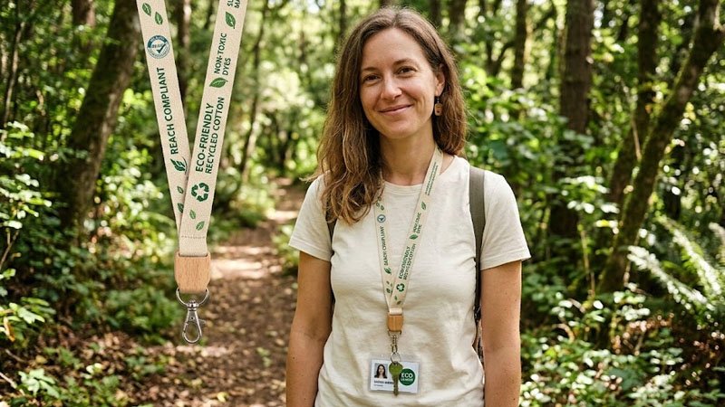 REACH certified lanyard made with eco-friendly materials, free of harmful chemicals.