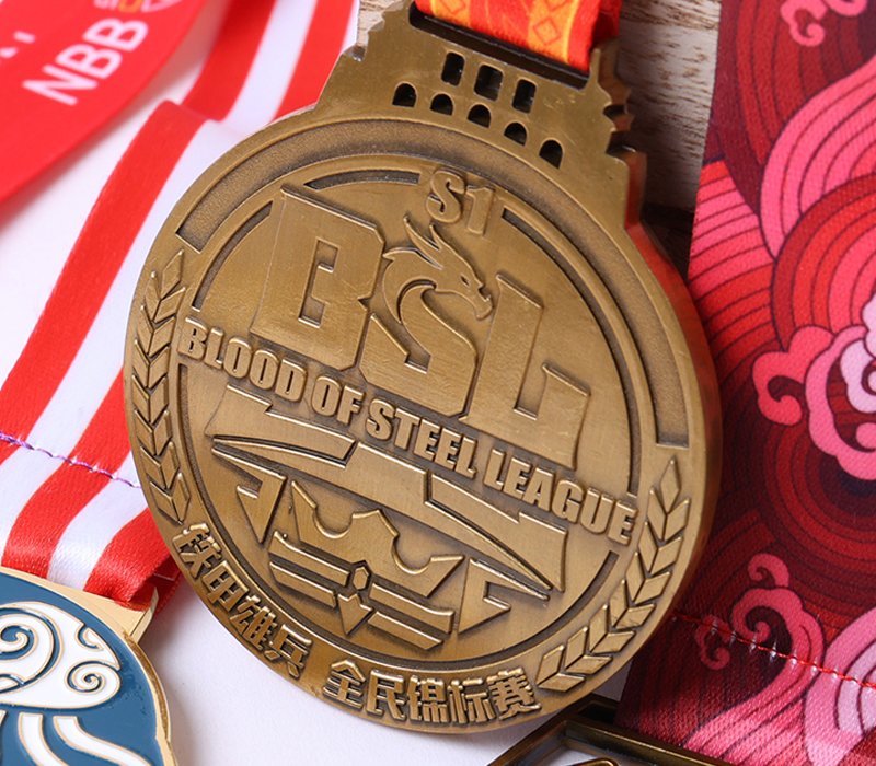 Die-cast metal medal with intricate 3D details and polished surface, ideal for corporate awards.