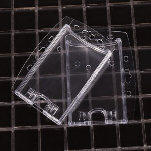Transparent rigid plastic badge holder for employee ID cards