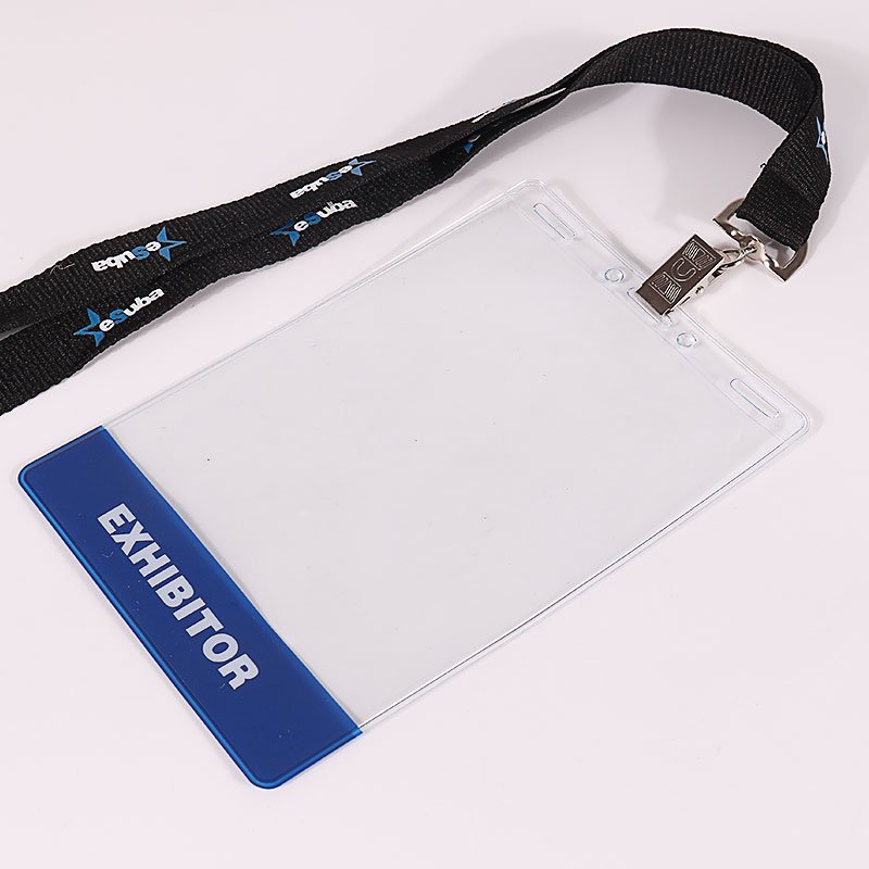 vertical badge holder with lanyard attachment for conference and office use