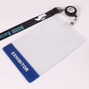 vertical badge holder with lanyard attachment for conference and office use
