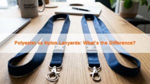 Polyester vs nylon lanyards side by side for material comparison