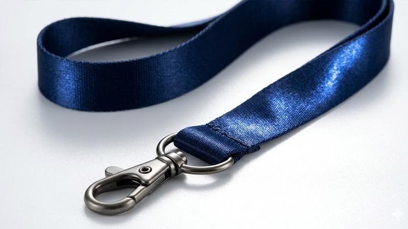 Custom nylon lanyard close-up showing shiny texture and durability