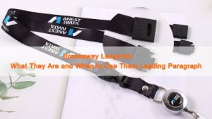 Custom breakaway lanyard showing safety release clasp