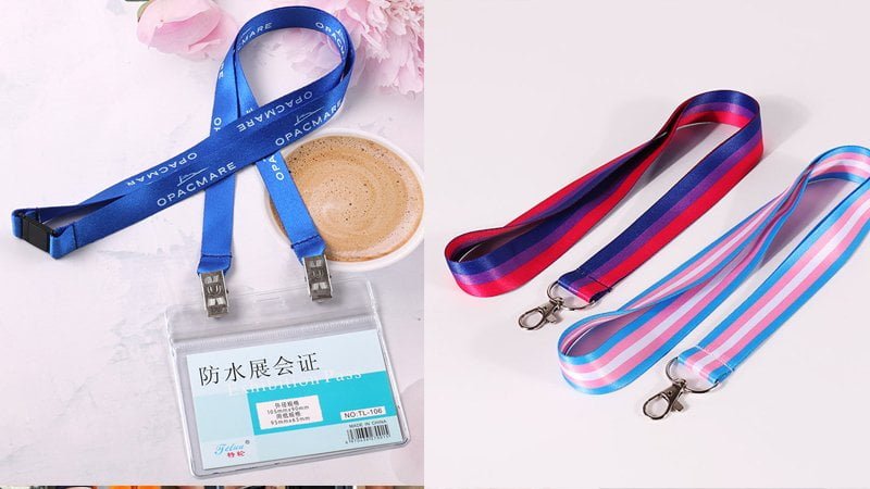 Breakaway lanyard and non-breakaway lanyard side by side