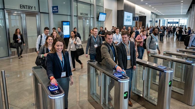 Visitors using RFID wristbands for faster and more efficient venue entry