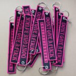 woven label keychain strap with embroidery for merchandise and giveaways