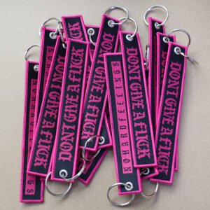 woven label keychain strap with embroidery for merchandise and giveaways