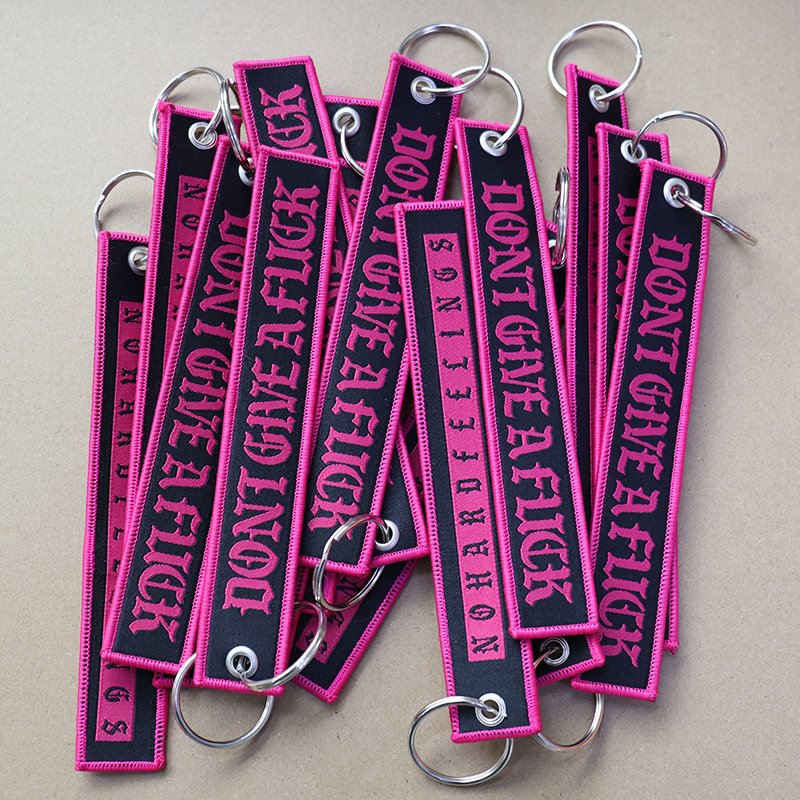woven label keychain strap with embroidery for merchandise and giveaways