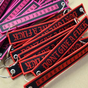 promotional embroidered keychain with reinforced stitching and metal ring